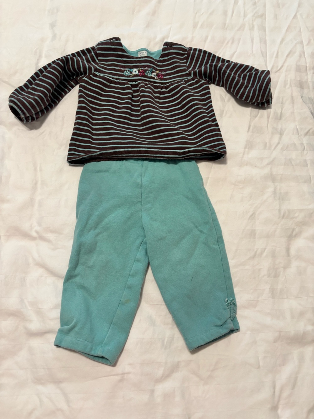 Carter's Brown & Teal Striped Floral Two-Piece Set